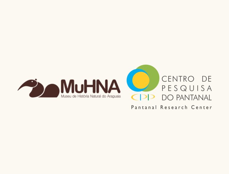 Logos do MuHNA e do Centro de Pesquisa do Pantanal